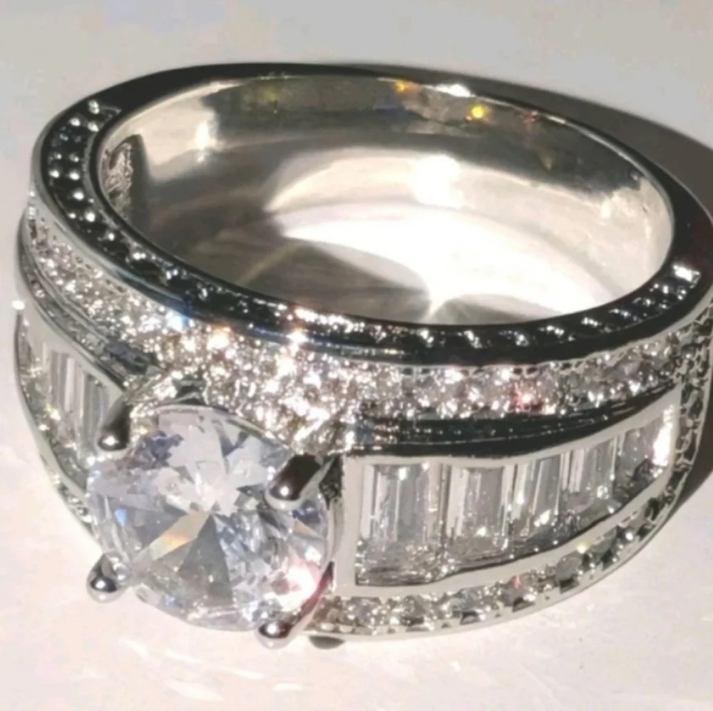 Classic Mens Dazzling 3ct Round Cut Lab Created diamond Engagement ring